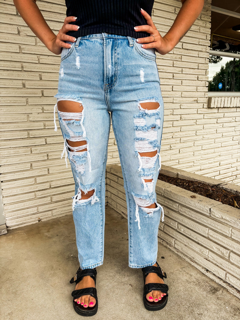 Landry Distressed Straight Leg Jeans