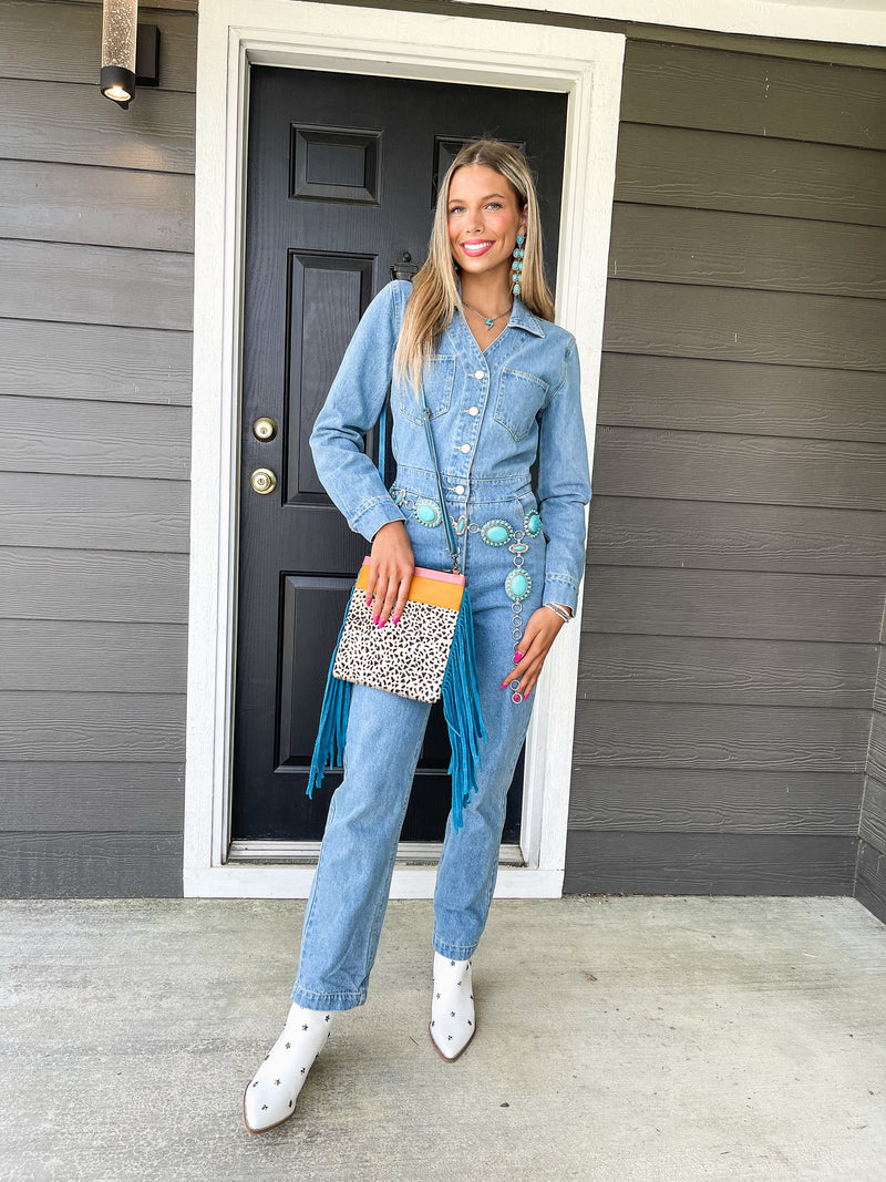 Shell Denim Jumpsuit