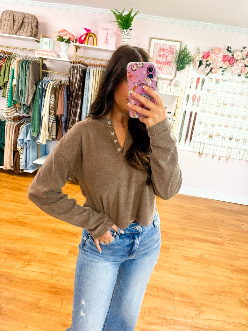 Mineral Washed Henley Top