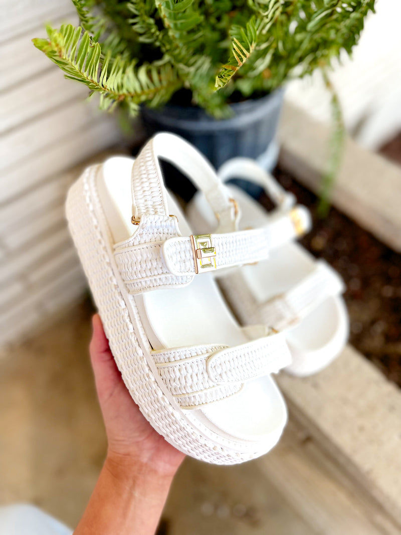 Traci Platform Sandals In White