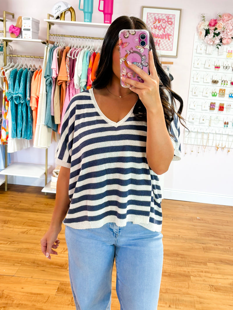 Navy Stripe Top