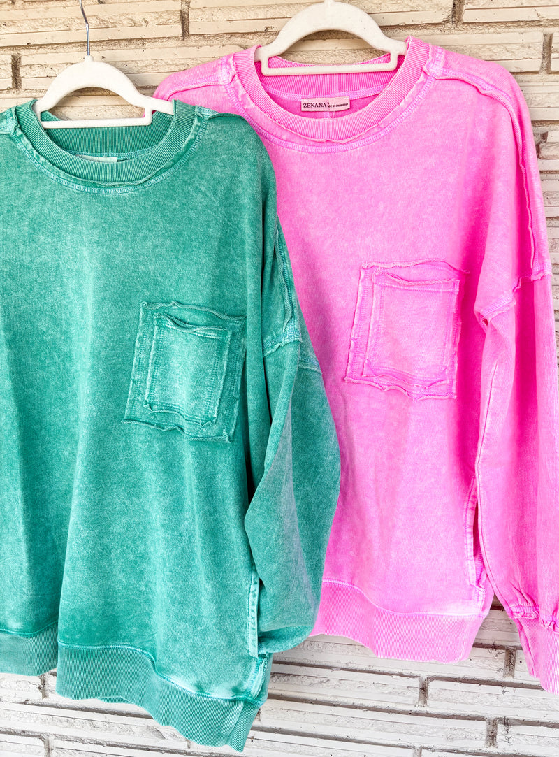 Halo Pocket Acid Wash Sweatshirt