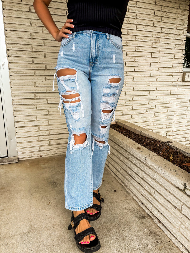 Landry Distressed Straight Leg Jeans