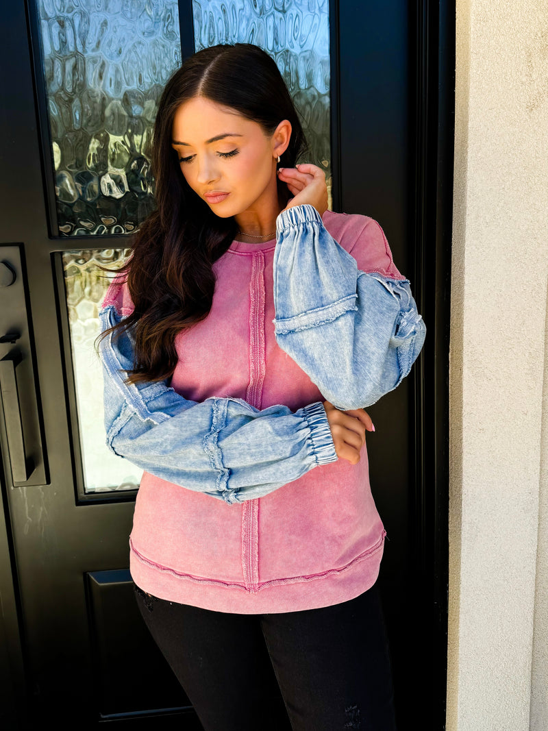 Acid Washed Denim Top