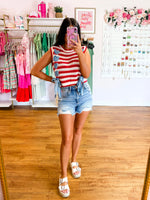Merica Lace Trim Knit Vest