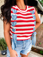 Merica Lace Trim Knit Vest