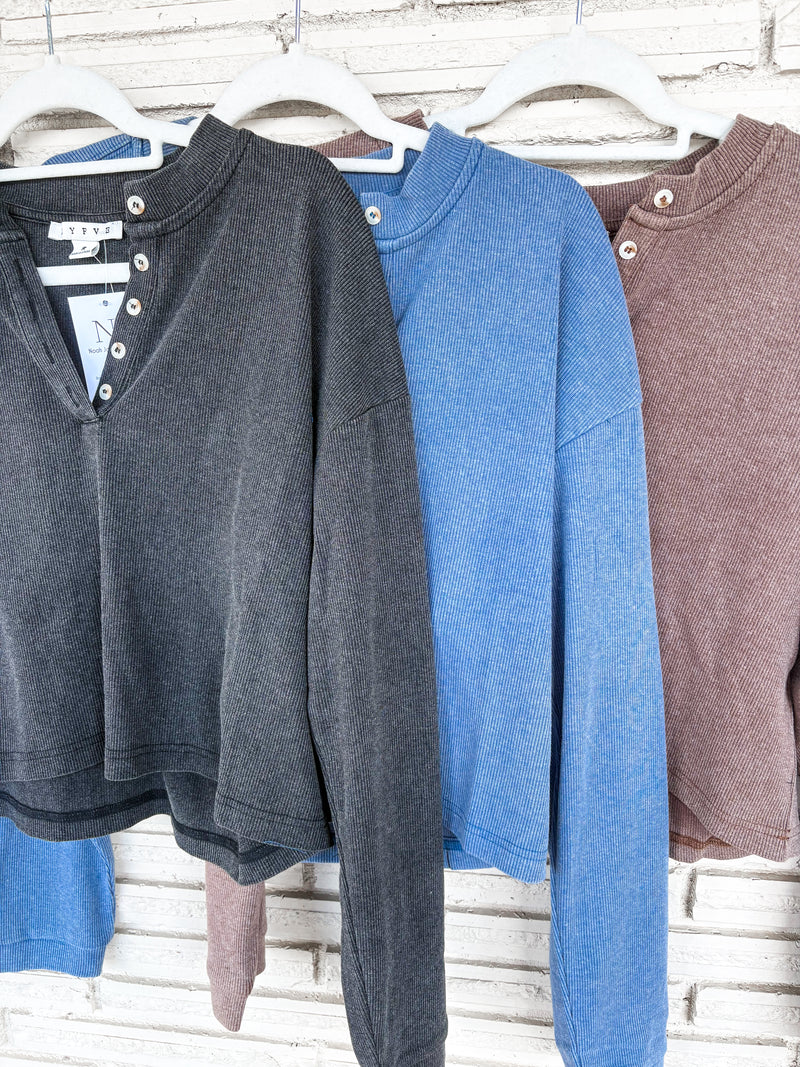 Mineral Washed Henley Top