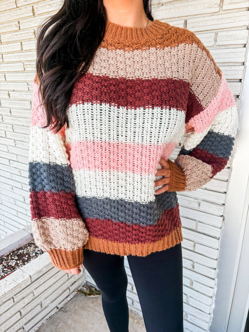 Mocha Stripe Chunky Sweater