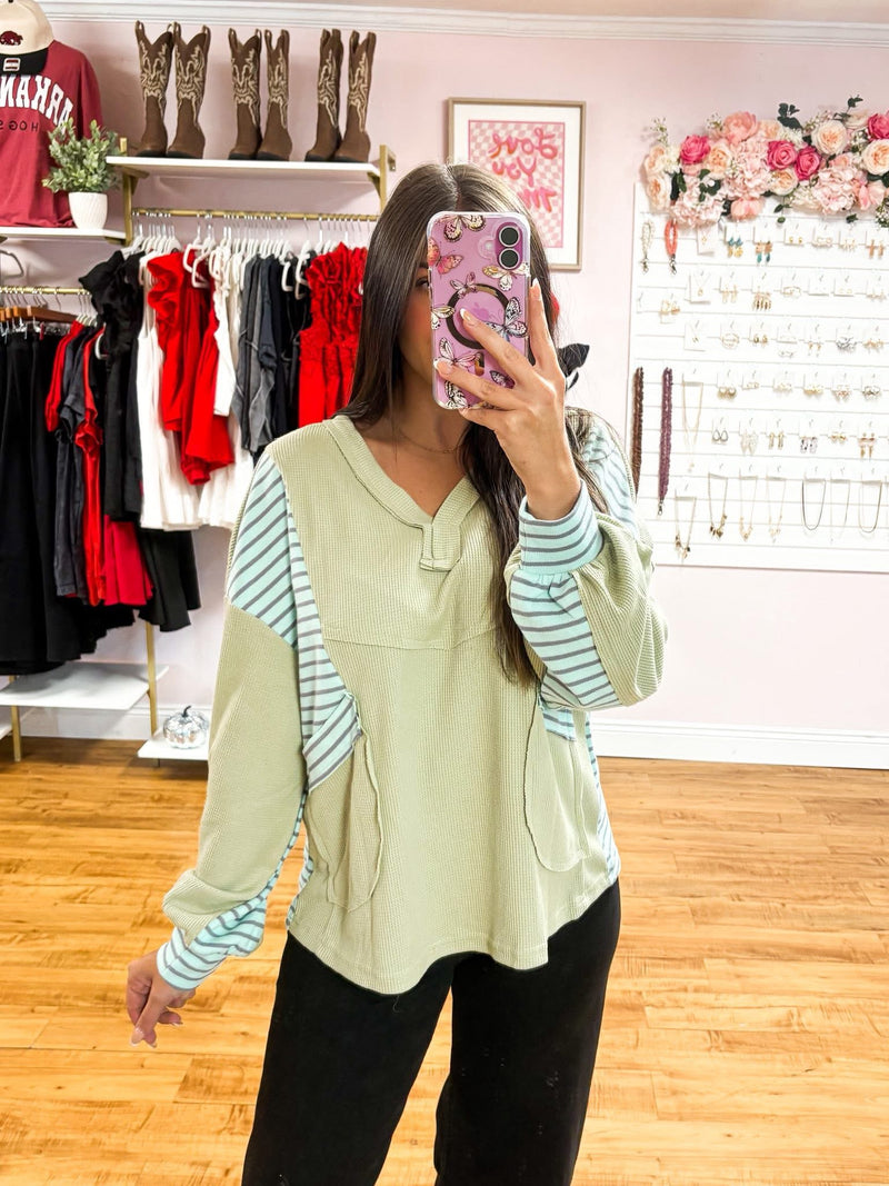 Sydney Stripe Top In Green